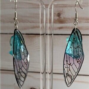 Light Blue & Lavender Wing Drop Earrings NWT